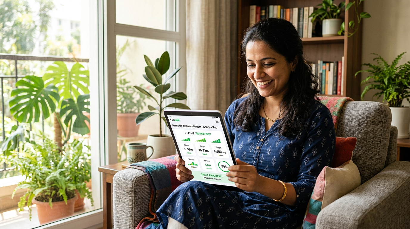 Example wellness report dashboard with insights and suggestions